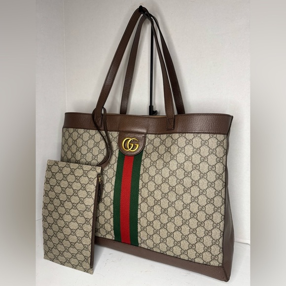 Gucci GG Supreme Monogram Web Ophidia Tote Brown. - Picture 2 of 16